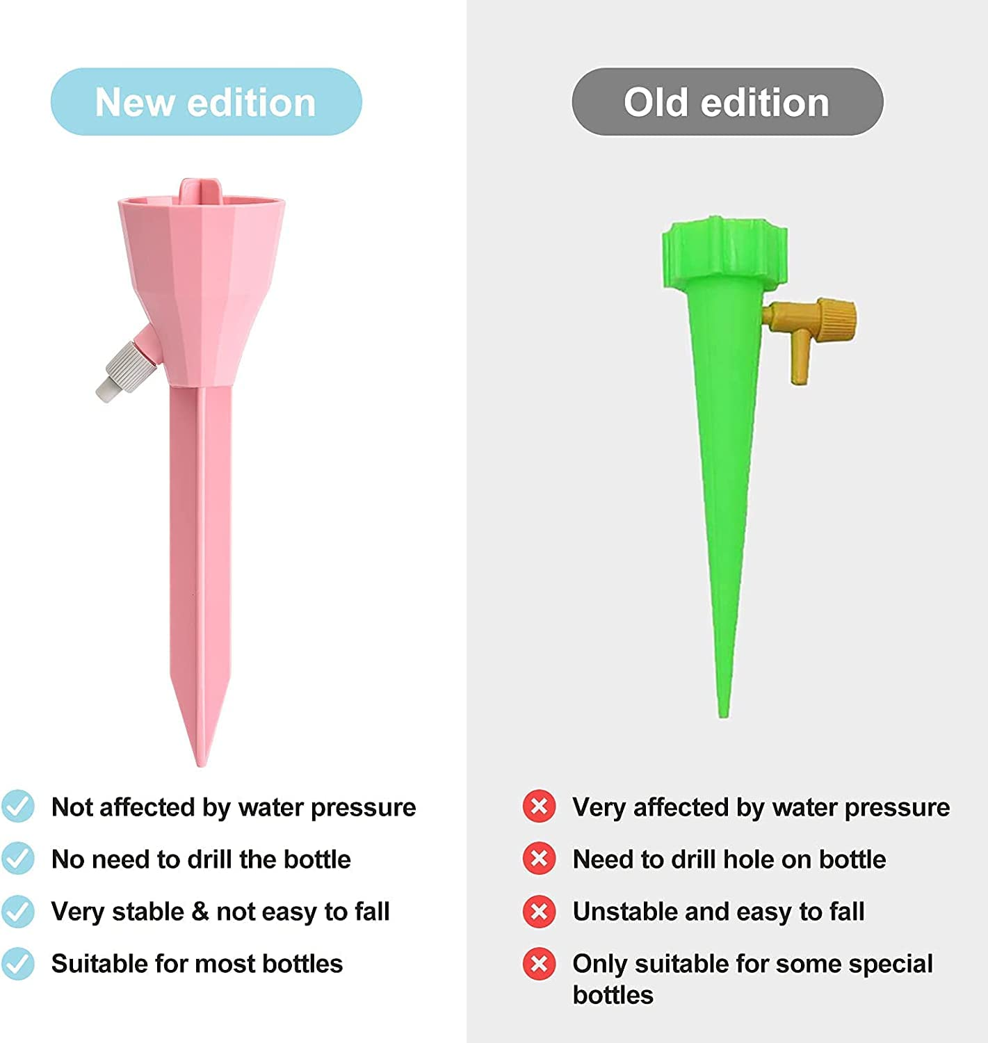 Yamibobo 12PCS Upgraded Self Watering Spikes, Plant Watering Devices for Potted Plants with Adjustable Flow & Long-Term Watering Capability, Plastic, Spike Style Drip Irrigation Kit image number 5