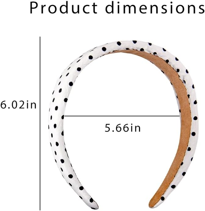 Vintage Polka Dot Headbands for Women Girls Black Padded Headband for Thick Thin Hair Accessories for Heavy Long Hair Band Polka Dot Halloween Costume Accessories for Women Girls Silk Satin Headband image number 6