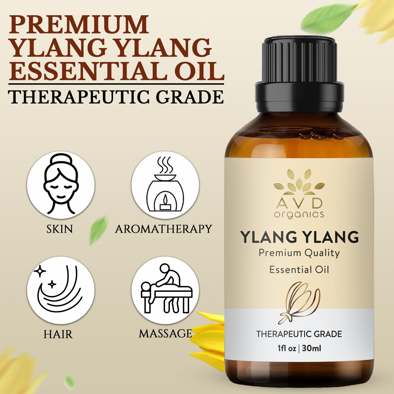 AVD Organics Ylang Ylang Essential Oil 30Ml &ndash; 100% Pure, Natural & Undiluted Ylang Ylang Oil for Diffuser, Candles, Aromatherapy & Home Fragrance &ndash; 1 Fl Oz image number 4