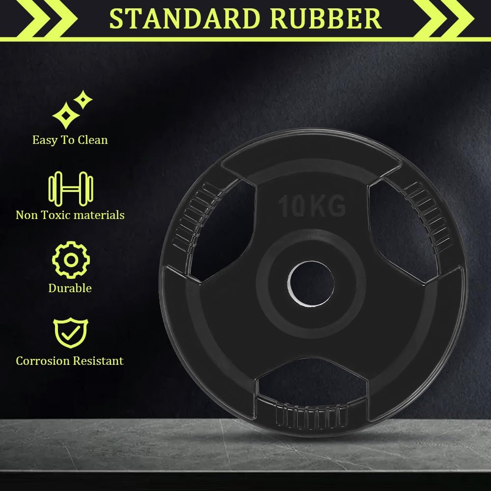 Standard Rubber Coated Weight Plate for Dumbbell and Barbell - Premium Quality Weighted Rubber Coated Plates 28Mm Center Hole,Gym Equipment Accessories Body Building, Weightlifting, Crossfit, Fitness Strength Weight Training 1.25Kg to 20Kg - 2.5Kg X2 image number 3