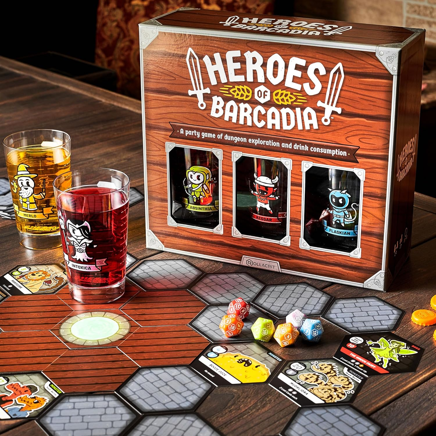HEROES of BARCADIA Board Game: a Dungeon Exploration Drinking Games | NEW 1St EDITION! | the First Ever Liquid Life Battle Damage System Board Games for Adults | Dnd Gameplay with Dnd Dice and Drinks! image number 2