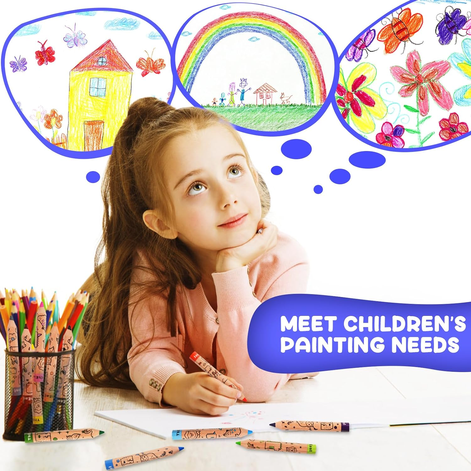 Theast 24 Short Colored Pencils, Cute Animal Pencils for Kids Ages 3-12, Preschool Pencil with Sharpener, Toddler Coloring Pencils Set, Pre-Sharpened(2 Sets of 12) image number 1