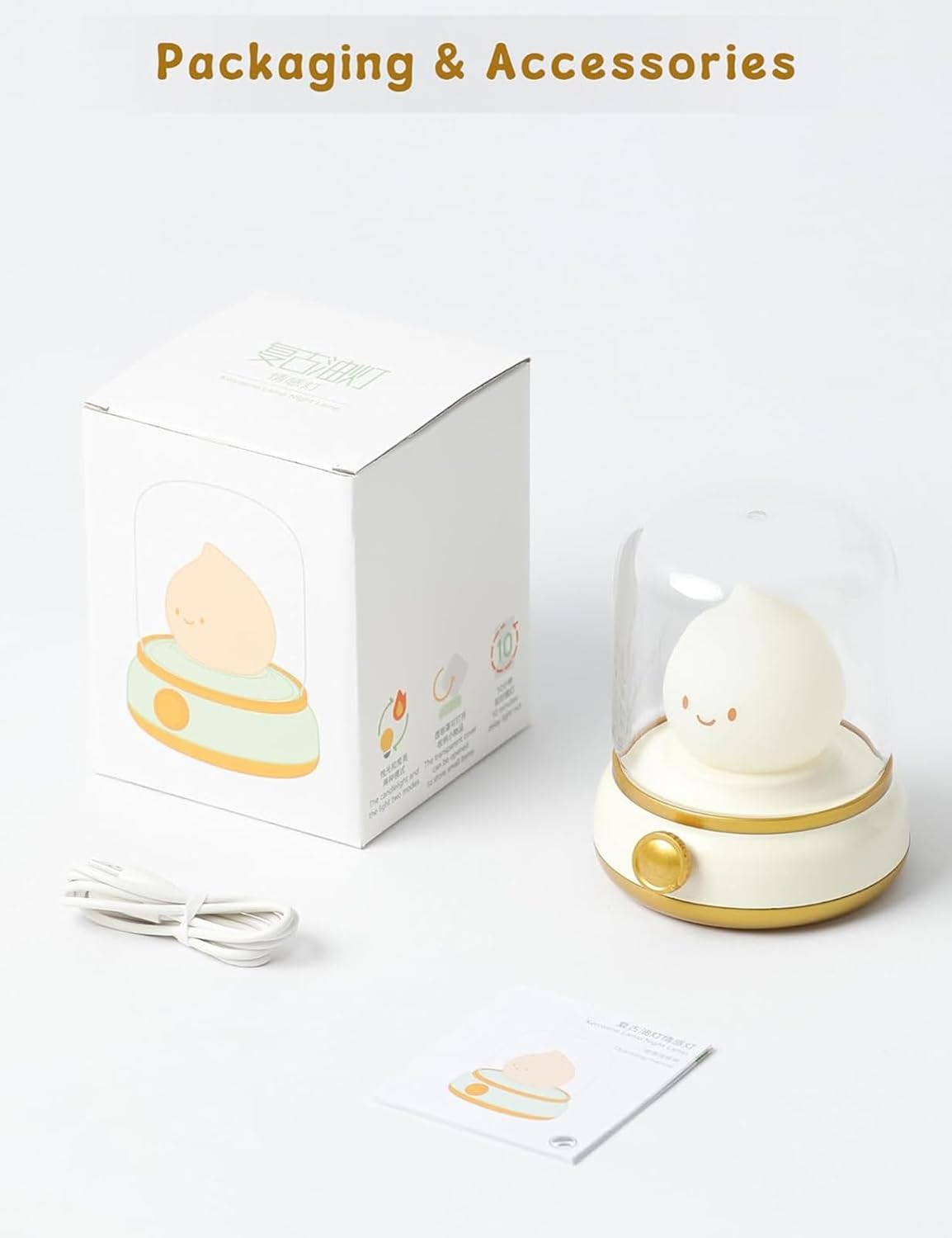 Youker Night Light for Kids Cute Kerosene Lamp Rechargeable Portable Small Light with Timer LED Bedroom Nightstand Light for Children Boy Girl Baby - Yellow image number 5