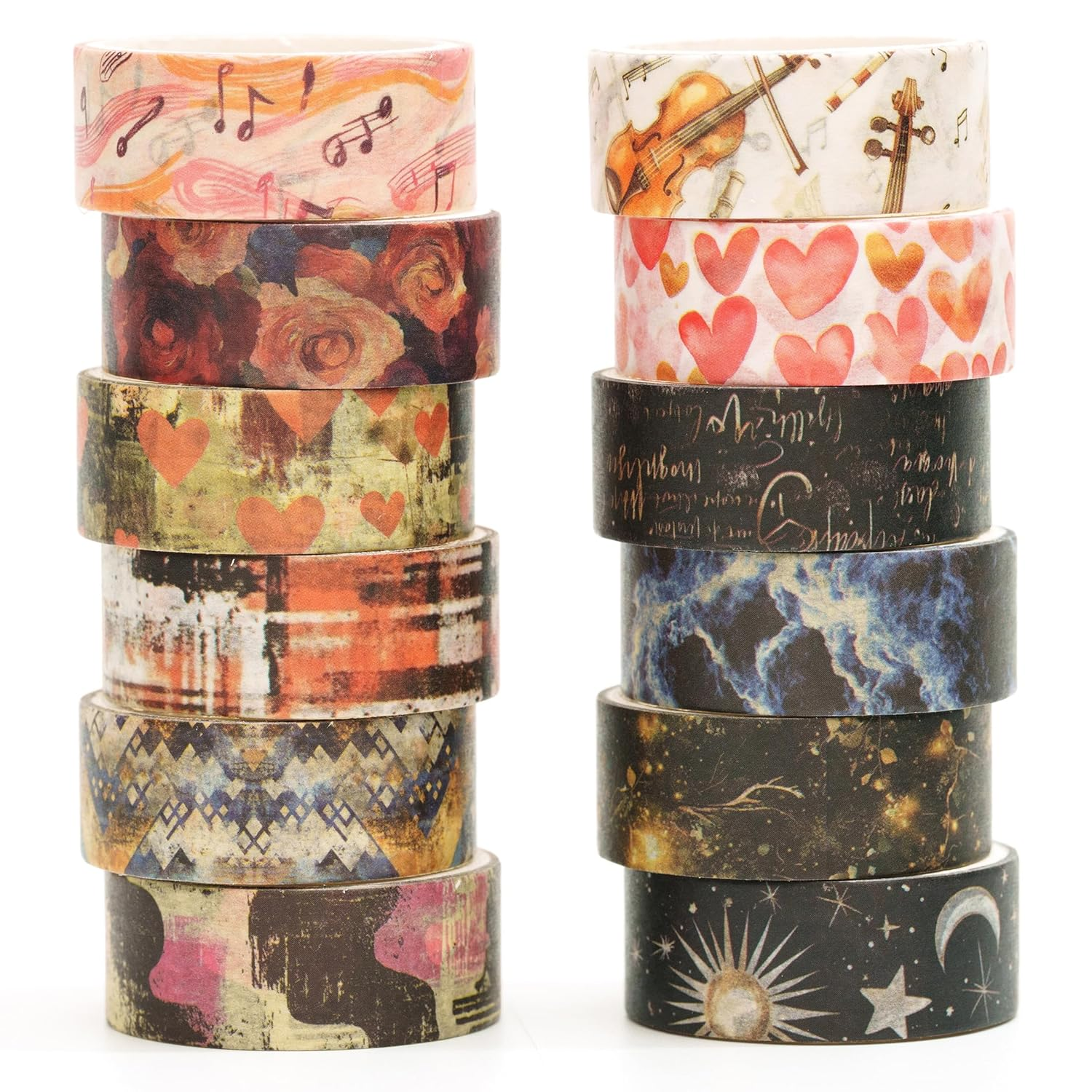 YUBBAEX 12 Rolls Artistic Expression Washi Tape Set Fine Arts Masking Tape Retro Plants Decorative for DIY Crafts, Bullet Journal Supplies, Planners, Scrapbook, Card/Gift Wrapping (2-Ethereal)