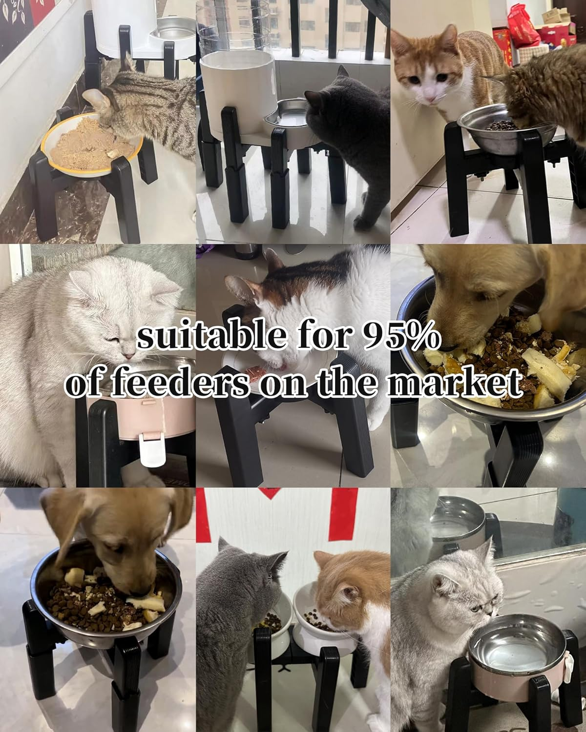 JUNSPOW Dog Bowl Stand with 4 Heights Adjustable, Raised Dog Bowl for Large Dogs, Stable and Non-Slip Elevated Dog Bowls Dog Feeding Station [Stand Only] image number 5