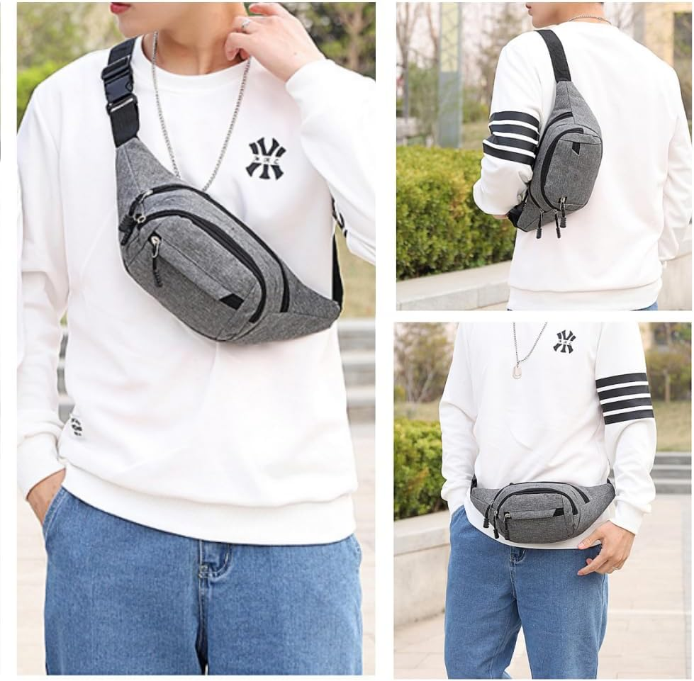 Ai-Oumleef Large Capacity Waist Bag, Waist Bag, Fanny Pack for Men Women,Crossbody Waist Bag Pack,Belt Bag for Travel Walking Running Hiking Cycling,Easy Carry Any Phone（Gray）