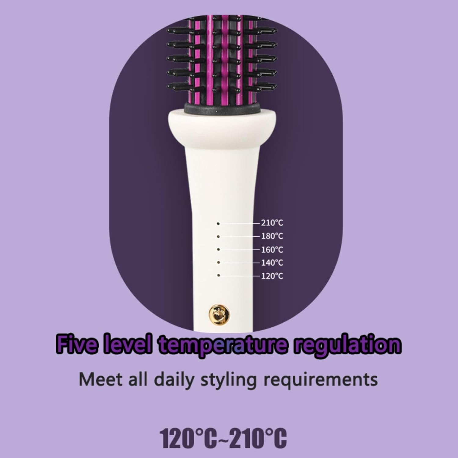 Thermal Hair Styling Brush, Heated Straightening and Curling Iron, Ionic Volumizing Comb with Ceramic Tourmaline image number 2