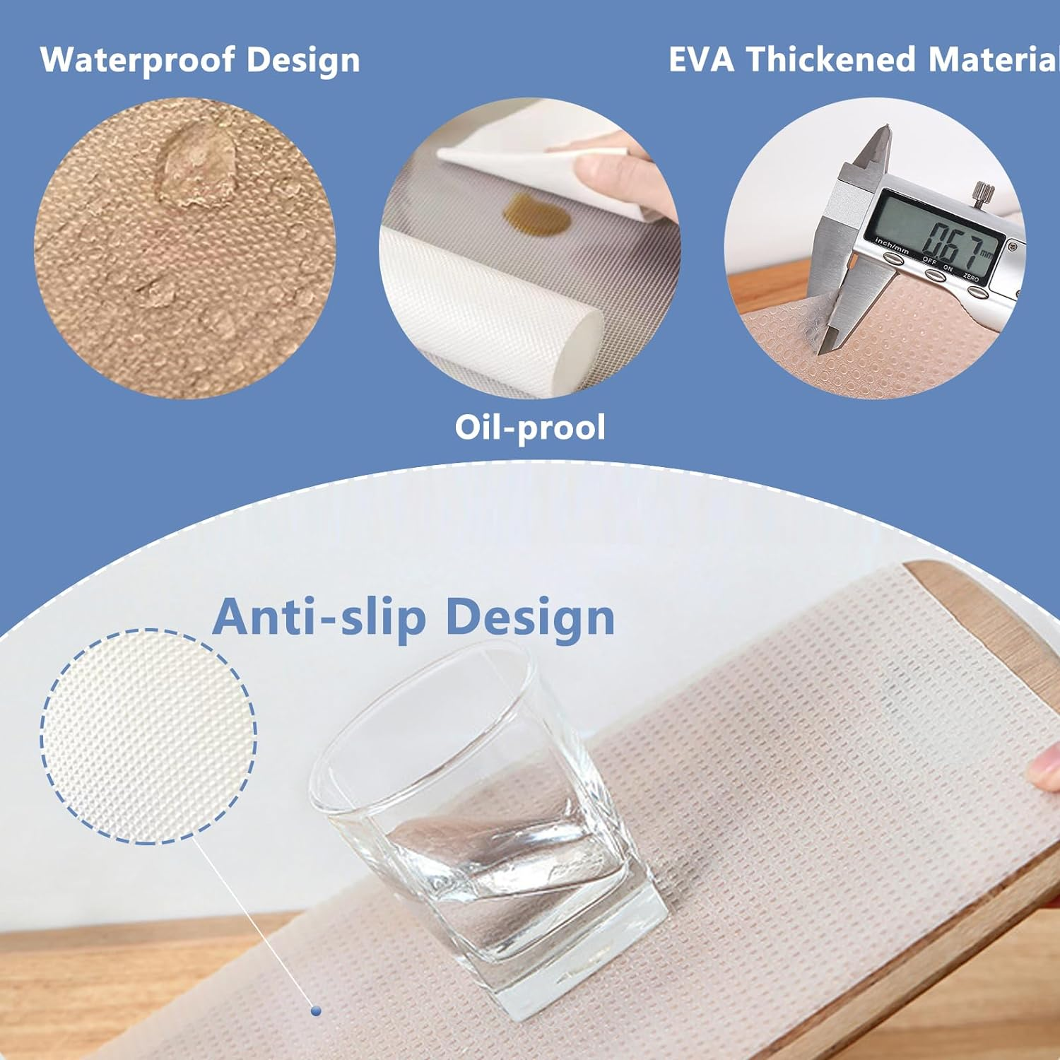 17.7&times;196.8In Shelf Liner,Non Adhesive Drawer Liners,Non-Slip Cabinet Liner,Washable Oil-Proof,For Cabinets, Storage, Kitchen,Desks,Shelf Liners-Clear,（45 * 500CM 1 Roll） image number 5