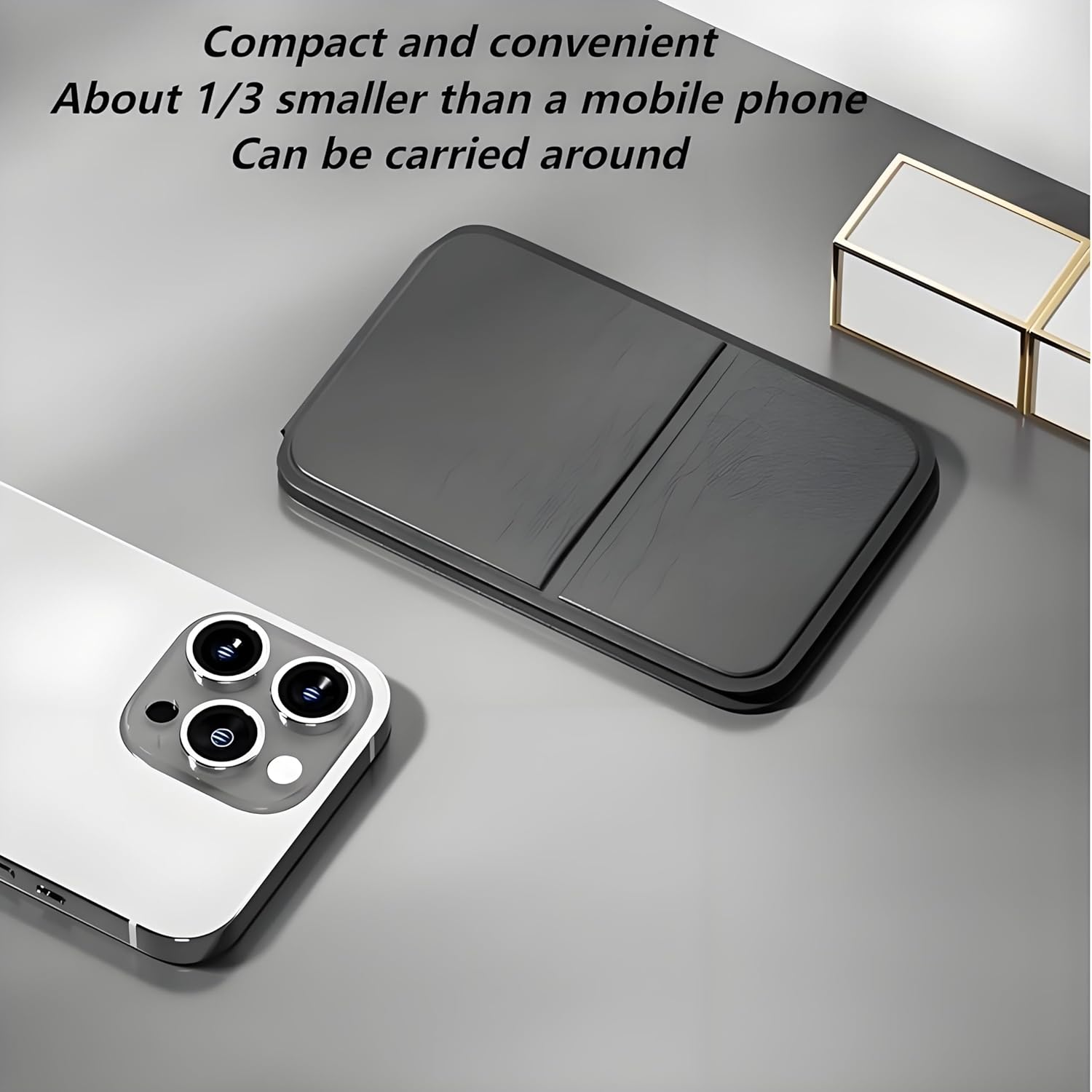 2 Pack Mini Portable Makeup Mirrors - Foldable Desktop Mirror with Leather Case, HD Anti-Distortion Glass for Students, Travel & Dorm (Black & Pink, 10Cm) image number 1