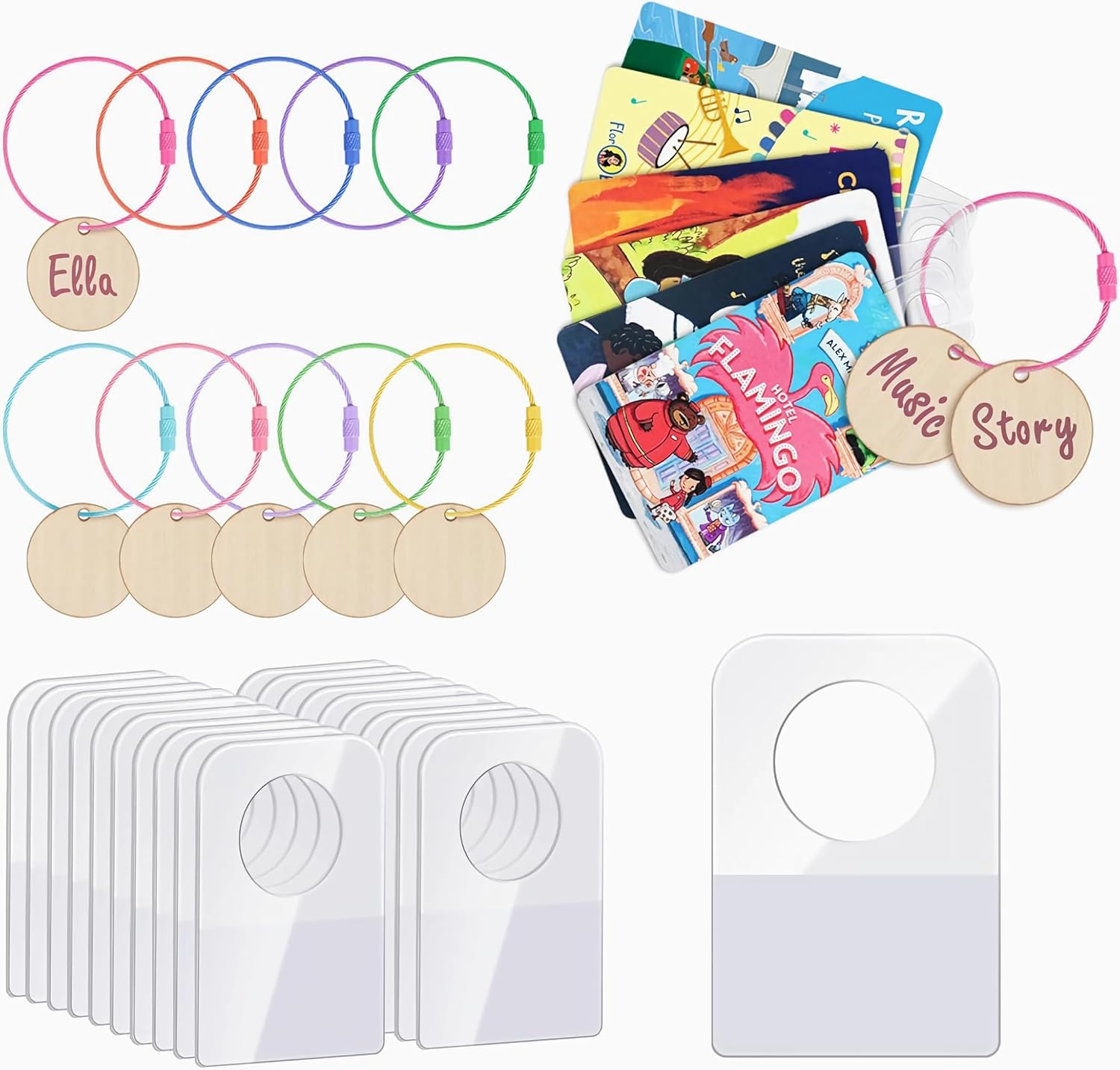 200 Packs Yoto Card Holders Set，10 Cycles and 10 Blank Wood Labels, Portable Card Loop Case Storage Organizer Accessories for Kids Travel & Holiday. image number 4