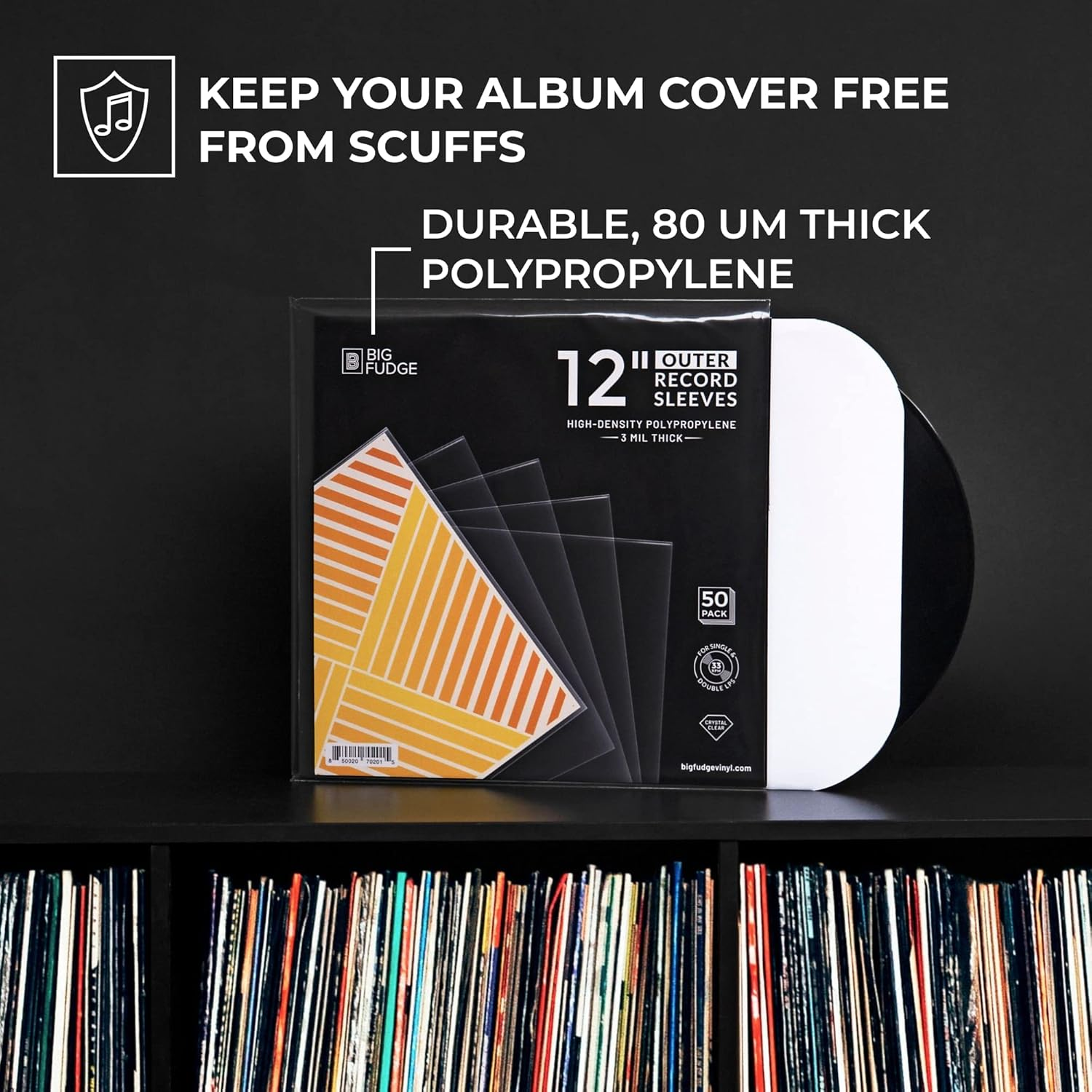 50X Vinyl Record Outer Sleeves, 12" LP - Crystal Clear, Not Cloudy, No Wrinkles! the Best Protection for Your Collection!