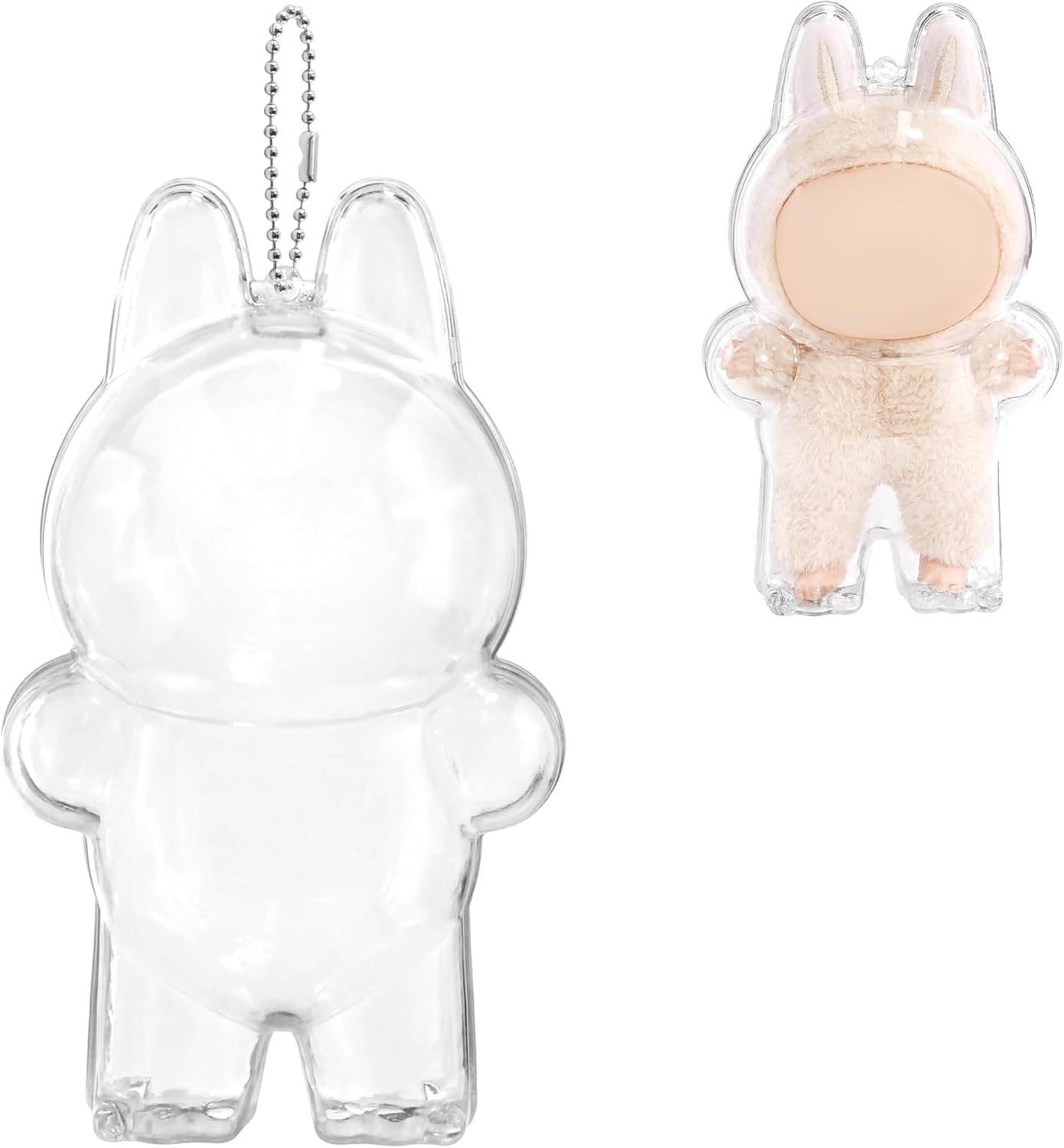 Clear Acrylic Protective Display Case for Standing Plush Figures &ndash; Dustproof Collectible Box with Hanging Chain, Scratch-Resistant, Perfect for Designer Toy Figures and Travel Display, Doll Cover image number 1