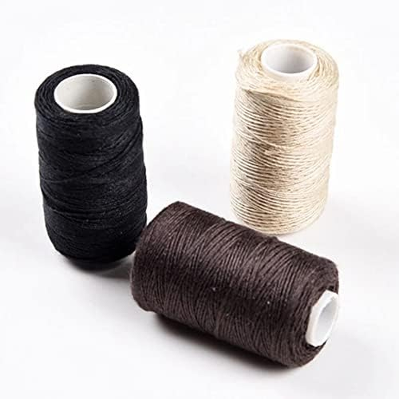 Funyn 3 Rolls Hair Weaving Thread Cotton Sewing Thread Making Wig Clips in Hair Extension Hair Salon Weft Thick Thread with 3 Curved Needles (Mixture Colors) image number 1