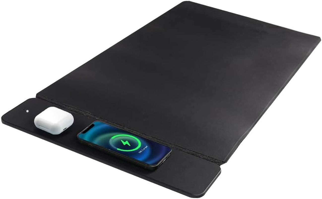 Lenoxx Reversible Wireless Fast Charging Desktop Mat for Smartphones and Earbuds - Fast Charging for 2 Devices, Reversible Design, Detachable Magnetic Panel