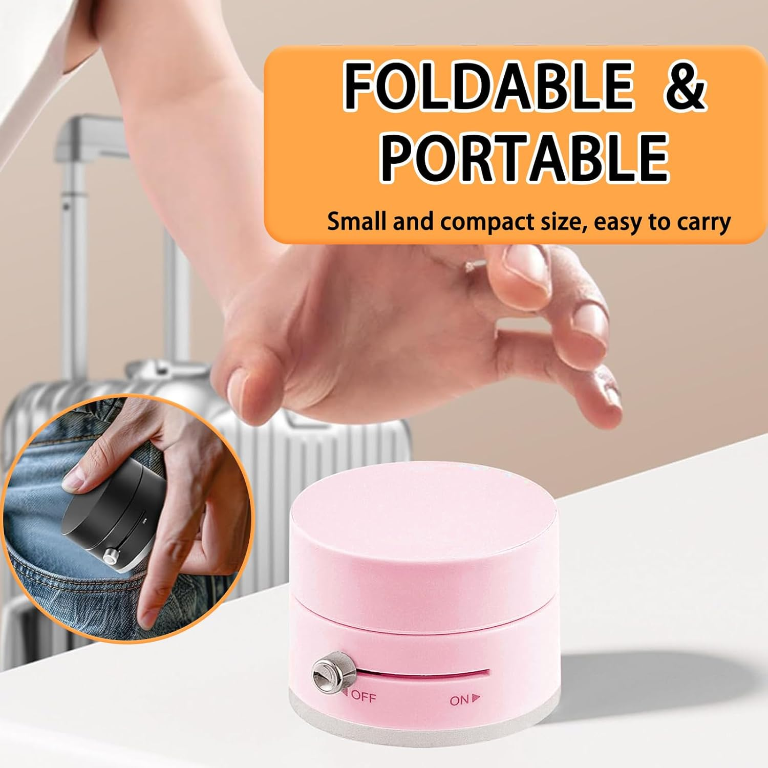 Foldable Magnetic Vacuum Phone Holder, 360&deg; Rotatable Suction and Retractable Cup Phone Mount for I-Phone 16/15/14/13/12 All Phones, Pink - Pink image number 5