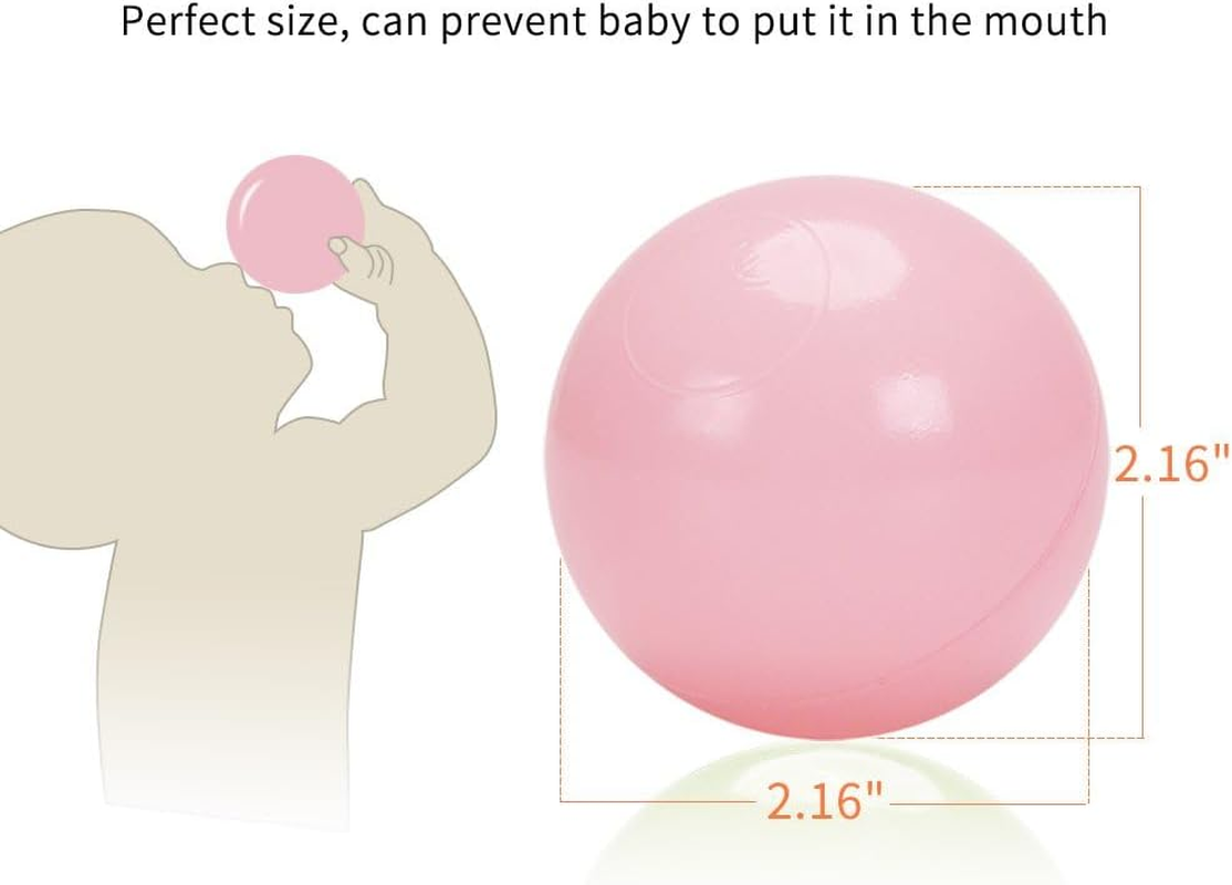 Playmaty Colorful Ball Pit Balls - 100 Pieces Phthalate Free BPA Free Plastic Ocean Balls Crush Proof Stress Balls for Kids Playhouse (Pink/Gray/Whtie/Clear) image number 4