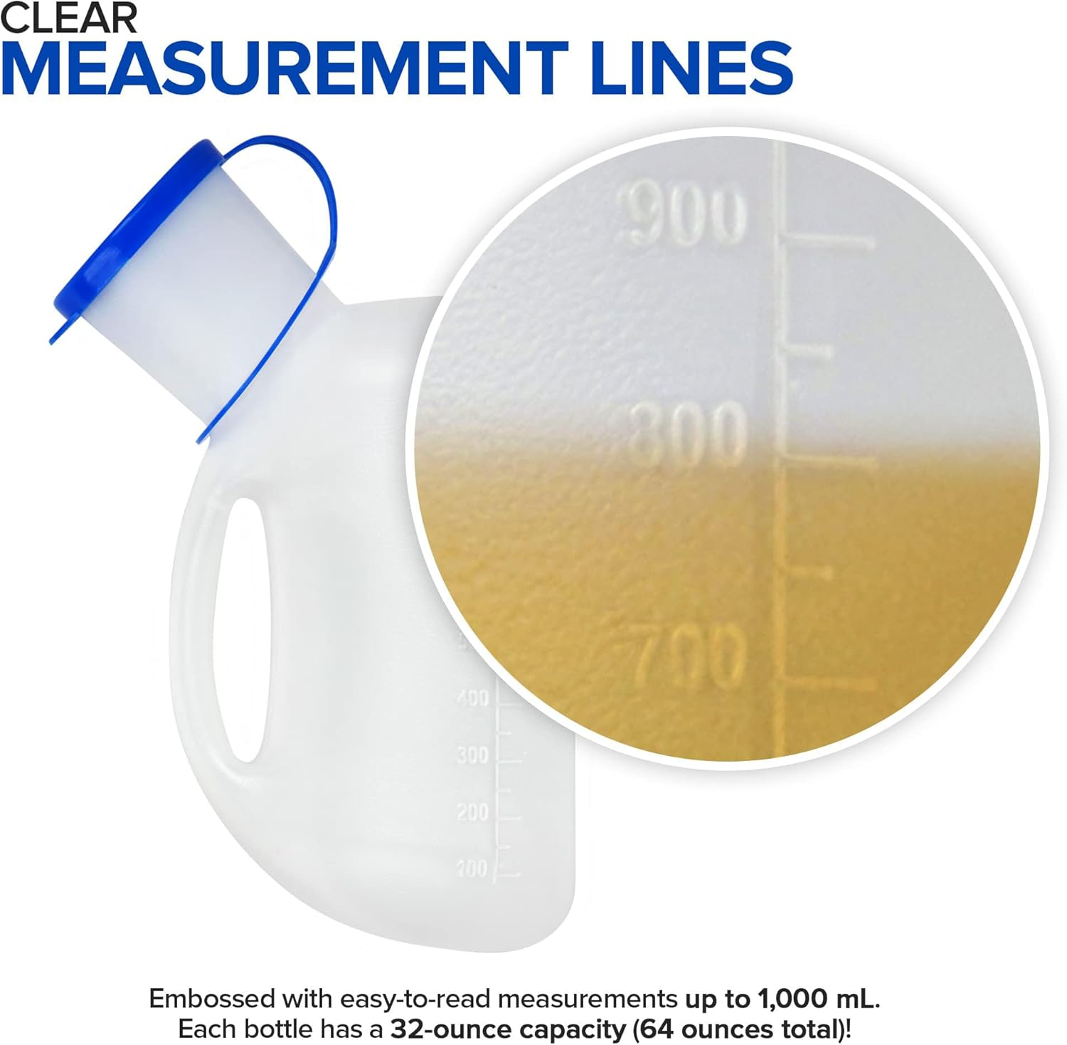 Unisex Urinal Bottle - Portable Urinal for Women & Men - Female Urinal with Lid - 32 Oz Female Urination Device - Women Pee Funnel Cup for Emergency, Travel, Truck Drivers, Car & Camping image number 4