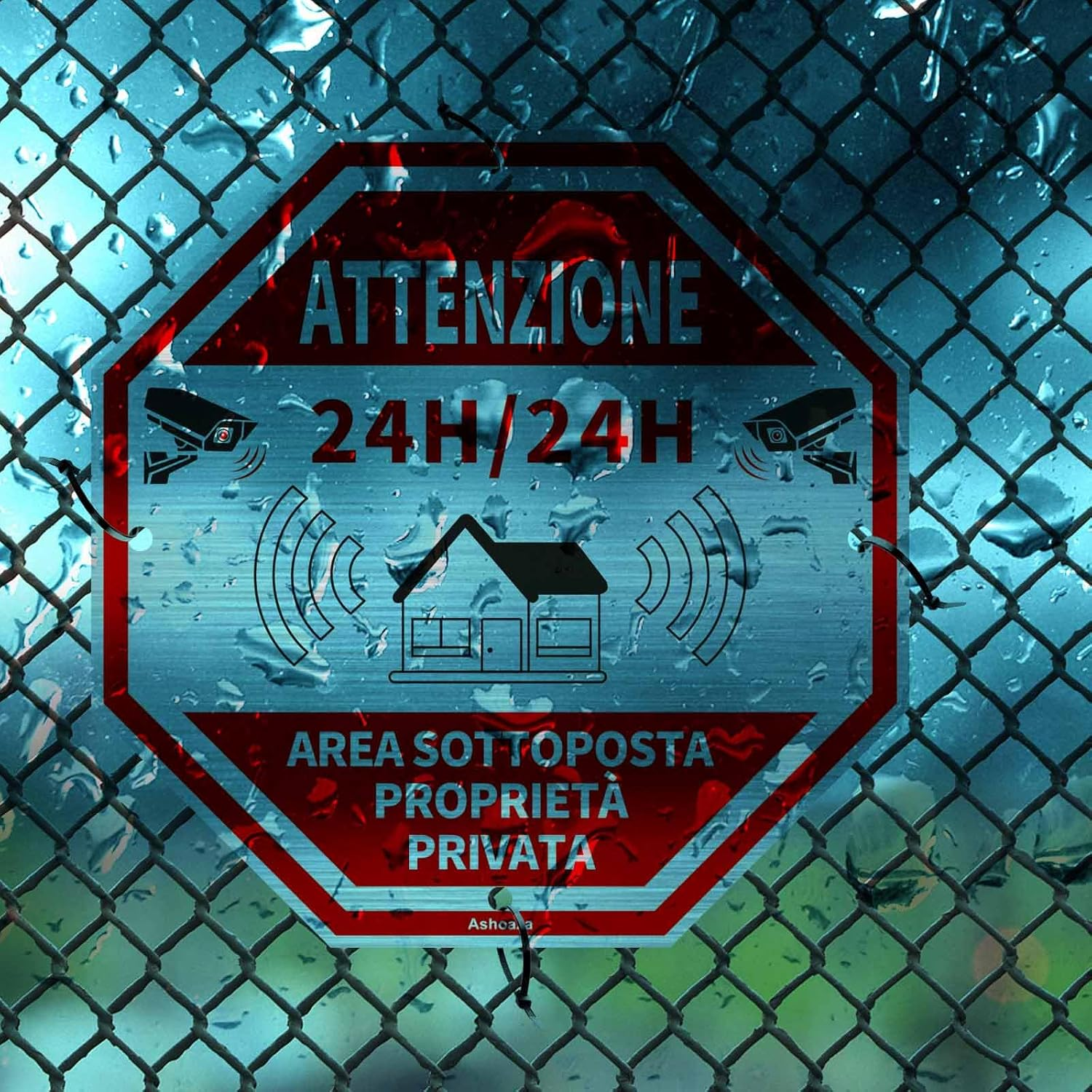 24H Video Surveillance Area Sign, Aluminium for Security Reasons, 2 CCTV Signs, 20 X 20 Cm, Video Surveillance Signs for Shop and Private Property Long Lasting (Private Property) image number 1