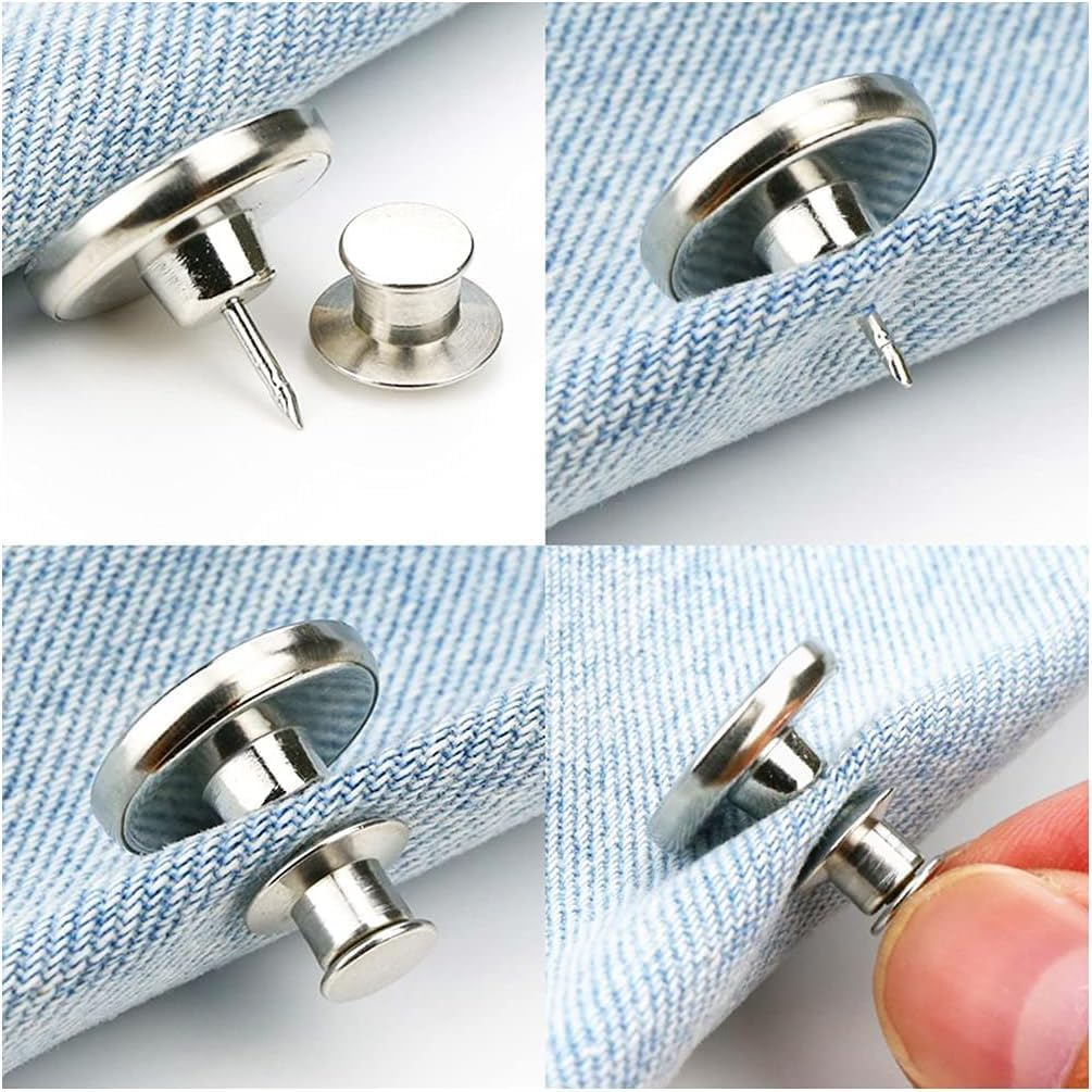 Betterjonny 6 Sets Adjustable Waist Buckle Extender, Replacement Button for Pants, Jeans Perfect Fit Instant Adjustment image number 5