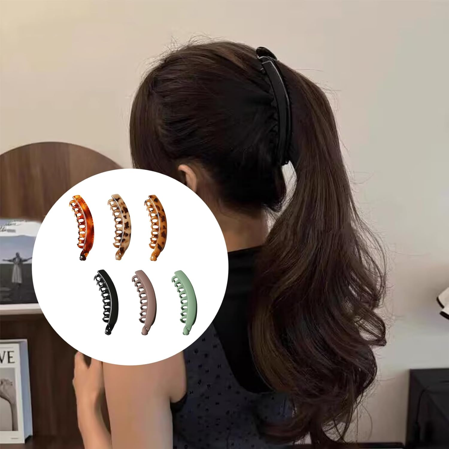 Pack of 6 Banana Clip Hair, Banana Clip Thin Hair, Banana Hair Clips Women'S Large, Hair Banana Clip, Beauty French Banana Clip Hair Clips, Hair Clips Women'S French Vintage, Ponytail Holder Clip image number 4