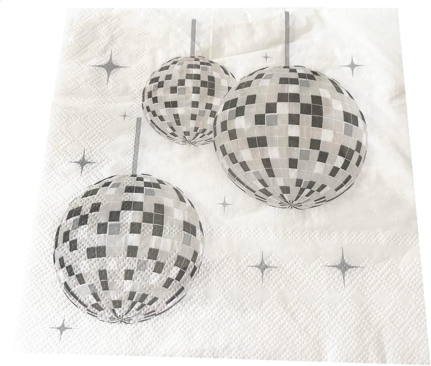 JDFHFGB 20 Pcs Disco Napkins,Disco Ball Napkins for 70S 80S Themed Party Supplies,Disposable Silver Napkins for Bachelorette Birthday Dance Party Decorations image number 2