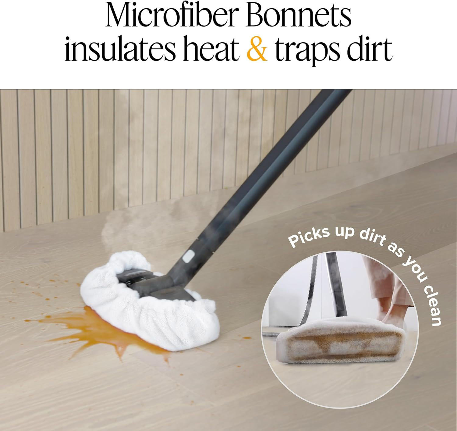 Dupray Large Rectangle Bonnets &ndash; Reusable Microfiber Steam Cleaner Pads, Heavy-Duty Steam Mop Accessories for Deep Cleaning Floors, Tiles, Grout, Walls, Kitchen Surfaces &ndash; Pack of 5 White image number 1