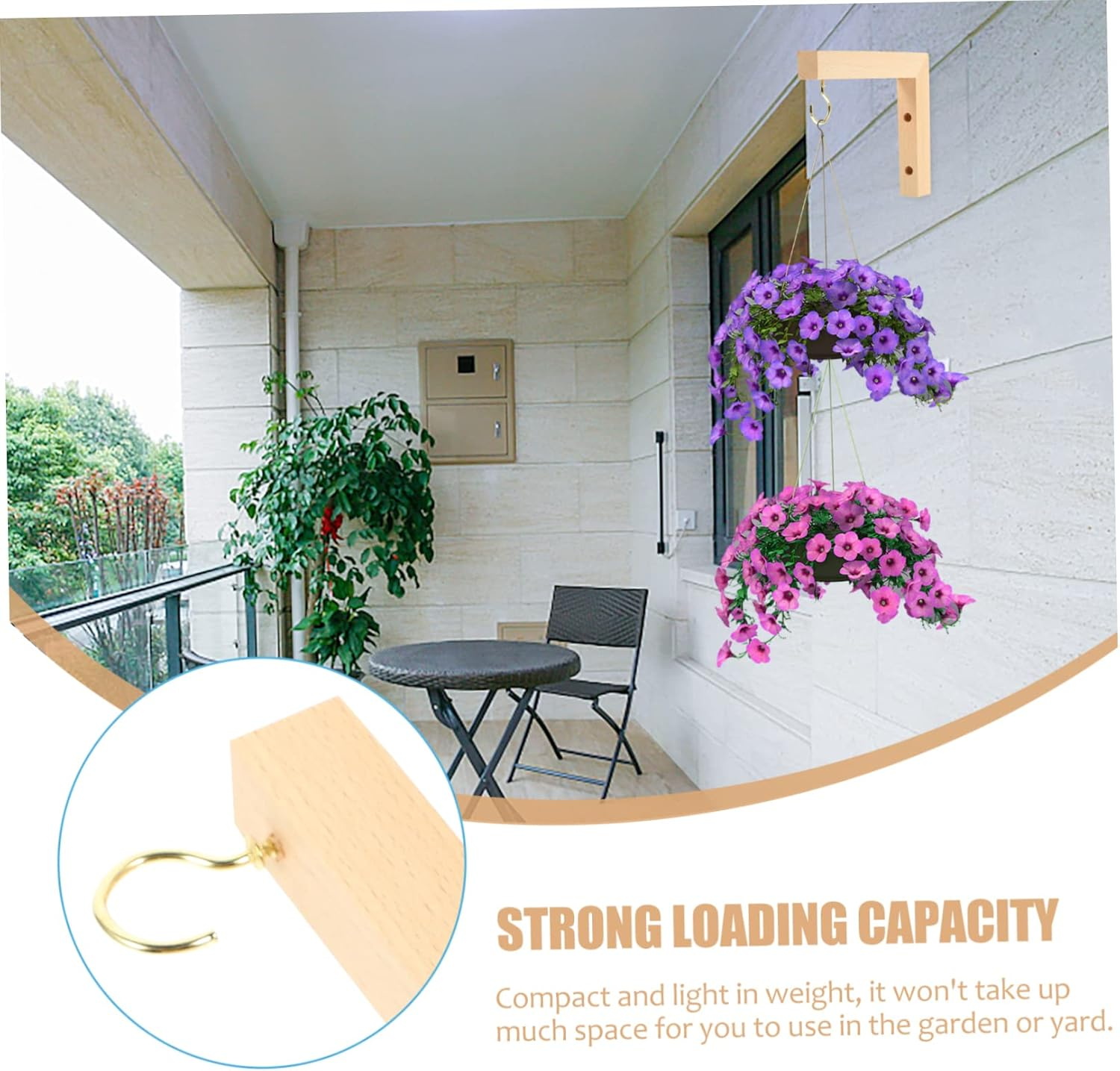 ABOOFAN Beech Wood Hook Wall Mounted Hanging Plant Bracket for Flower Pot Outdoor Patio Decor Gardening Planter Hook Supply image number 3