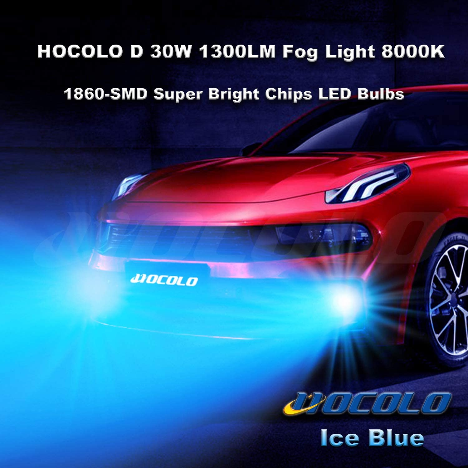 HOCOLO D Serices Ice Blue White Fog Light Bulbs-H1 H3 H7 H8 H4 9005 9006 880 881 2504 5202 (D-H7-Fog/Drl, Ice Blue 8000K) image number 1