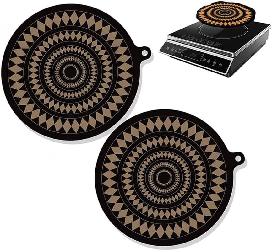 2 Pcs 9.5 Inch Silicone, Glass Fiber Diamond Shaped Induction Cooktop Mat, Protects from Scratches, Thermochromic, Multi-Functional image number 4