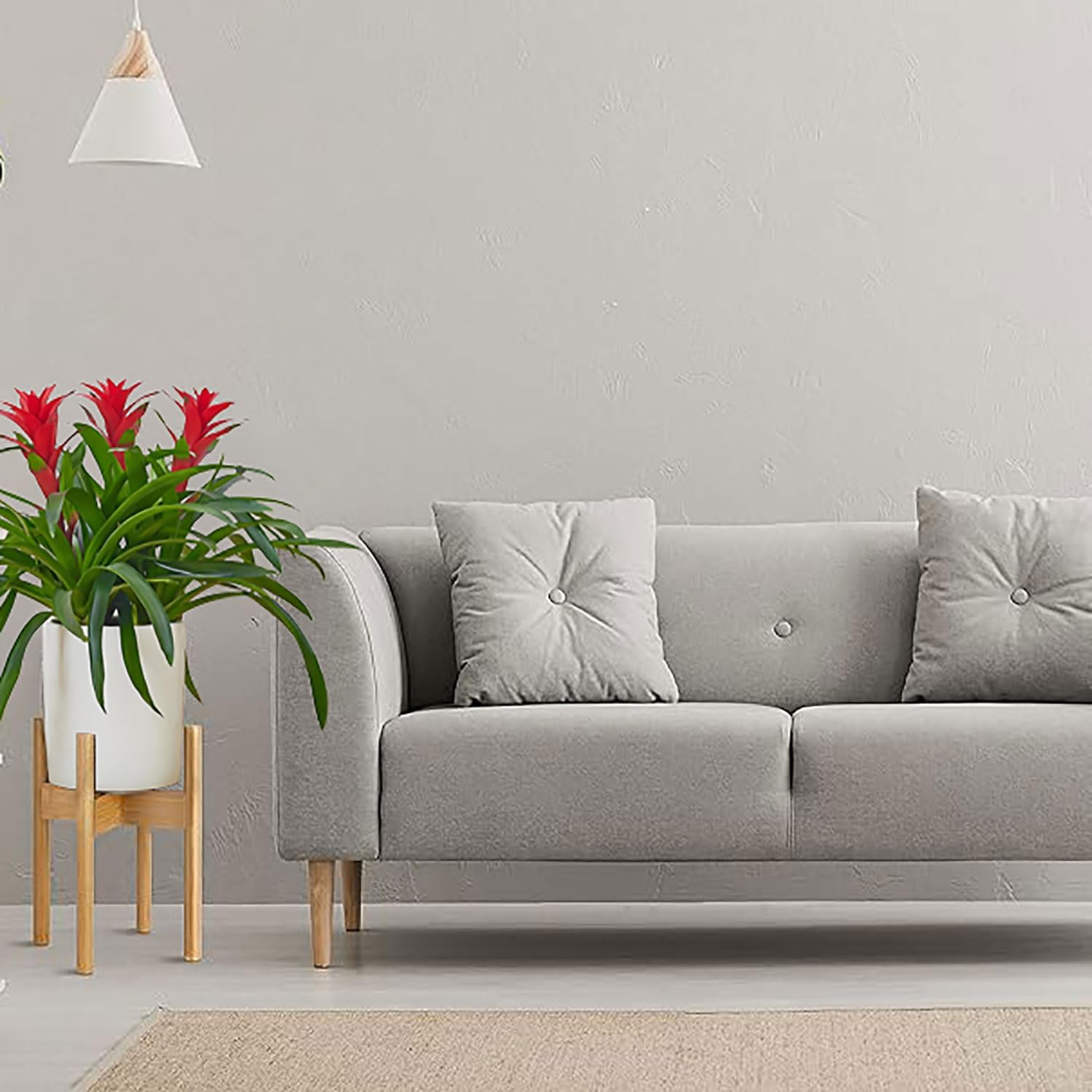 Adjustable Indoor Plant Stand, Small Corner Bamboo Wooden Planter Stand, Single Floor Planter Holder, Mid Century Modern Plant Shelf for Living Room Balcony Bedroom, Fits 8-11In Flower Potts image number 6