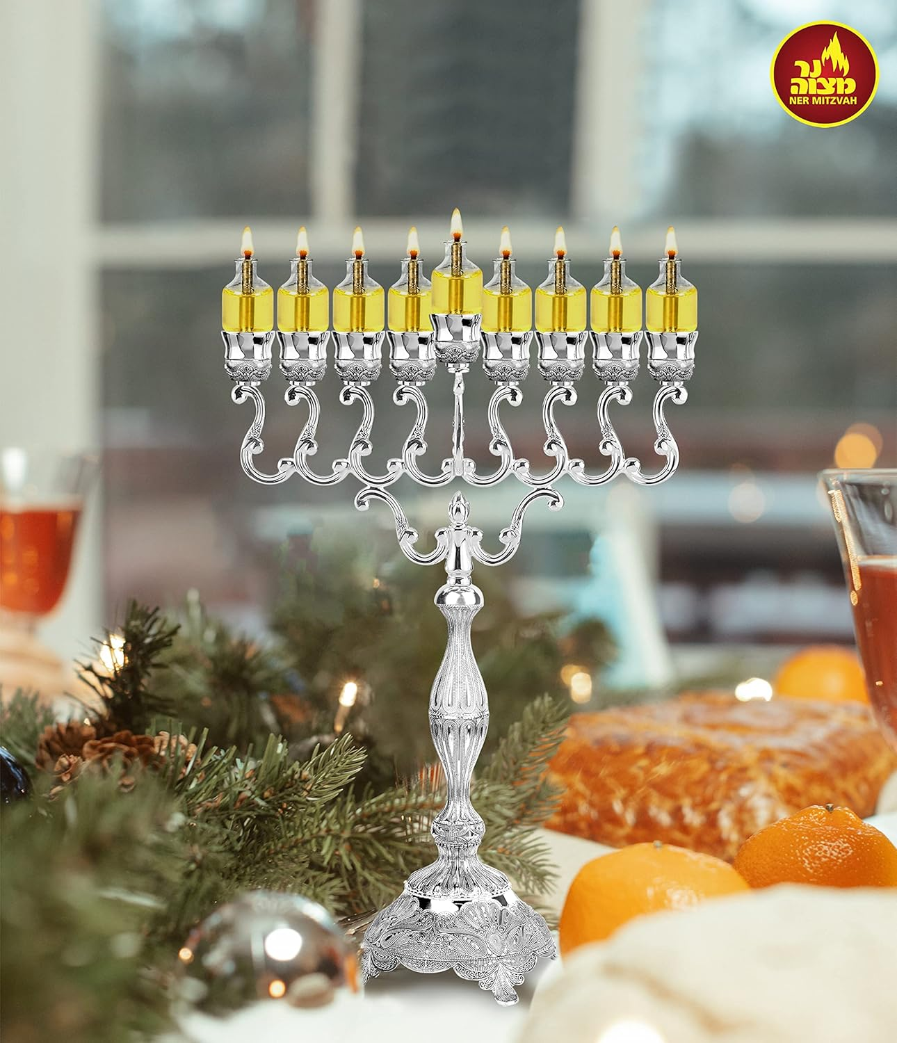 Pre-Filled Menorah Oil Cup Candles - Hanukkah Ohr Lights - 100% Olive Oil with Cotton Wick in Glass Cup - Small Size 44 per Pack Burns Approx. 1 1/2 Hrs