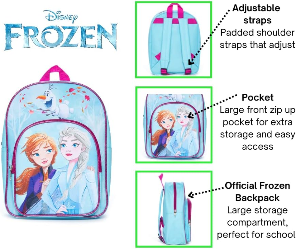 Disney Girls Frozen Three Is a Team Childrens Backpack, Blue, One Size image number 2