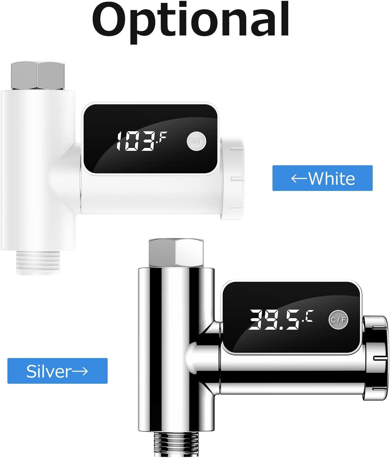 Shower Thermometer,Led Digital Shower Thermometer 0~100℃ (41~185℉) Baby Bath Water Temperature Monitor 360-Degree Rotating Display Celsius/Fahrenheit Switchable for Kids Elderly Pets Kitchen image number 4