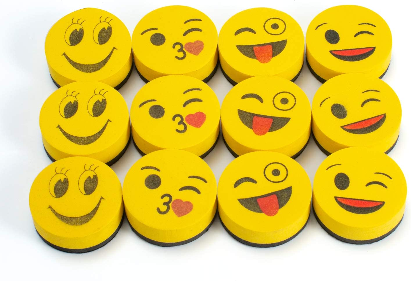 White Board Erasers for Kids Small Eraser Dry Erase White Board Cleaner Wiper Emotion Dry Erase Erasers for Kids Classroom Home and Office(12 Pack) image number 2