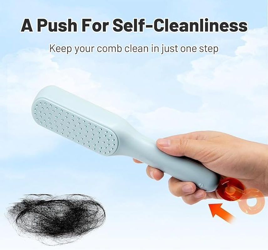 LECHEROUS Self Cleaning Hair Brush Hairbrushes for Women Easy Clean Hair Brush, Massage Comb with Retractable Bristles One-Pull Clean anti Static Hair Brush (Pack of 1) image number 6