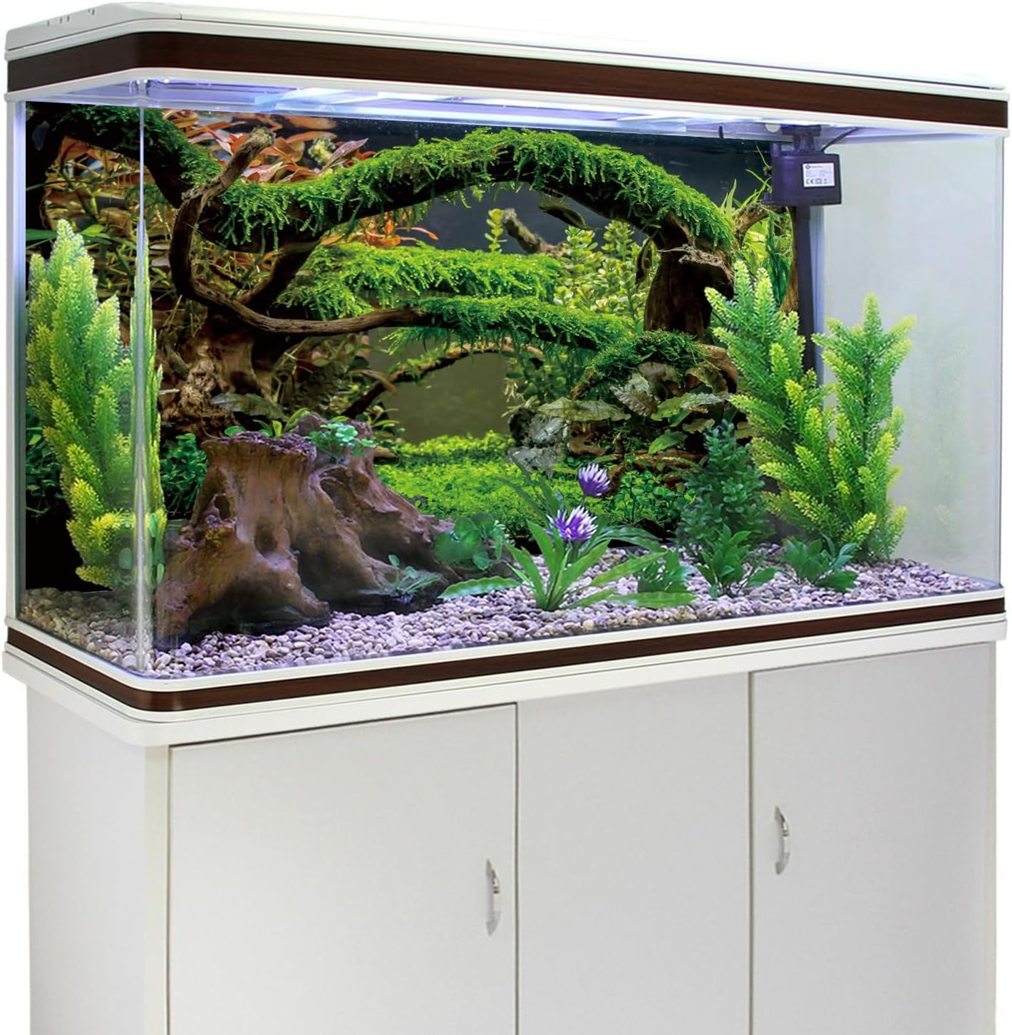 AWERT 48X24 Inches Aquarium Background Branches Terrarium Background Aquatic Plant River Bed & Lake Fish Tank Background Vinyl Background image number 2