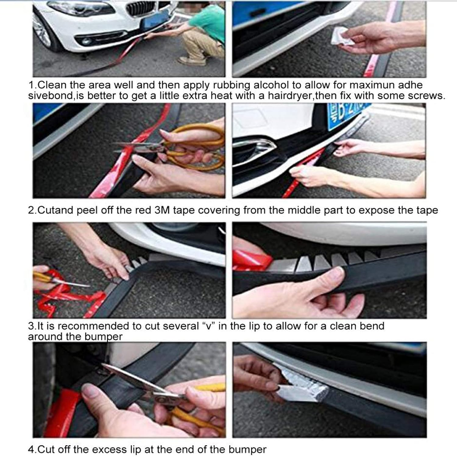 Front Spoiler Lip Original Universal Car Spoiler Lip Splitter 2.5 M Protection for Gluing Body Skirt Protector for Cars Trucks SUV