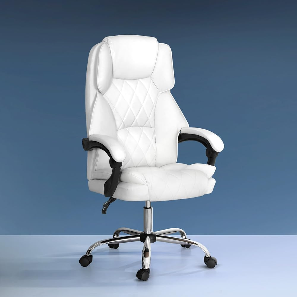 Artiss Ergonomic Office Chair, Leather Executive Desk Computer High Back Gaming Chairs with Comfortable Lumbar Support Wheels Swivel Height Adjustable Comfy Arms, for Home Work Study Bedroom Brown