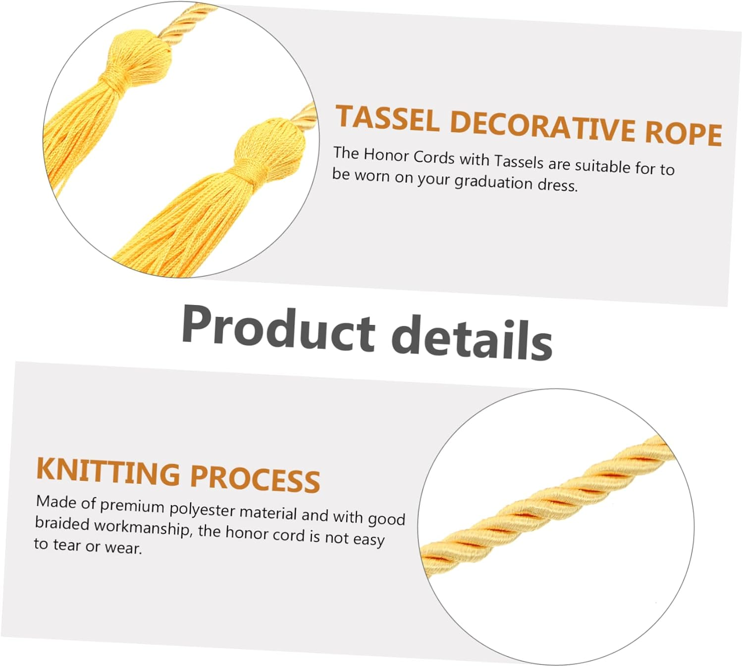 Hohopeti 2Pcs Graduation Cords Tassels Honor Cord for Graduation Ceremony for Graduates Souvenir for Bachelor and Doctoral Degrees image number 2