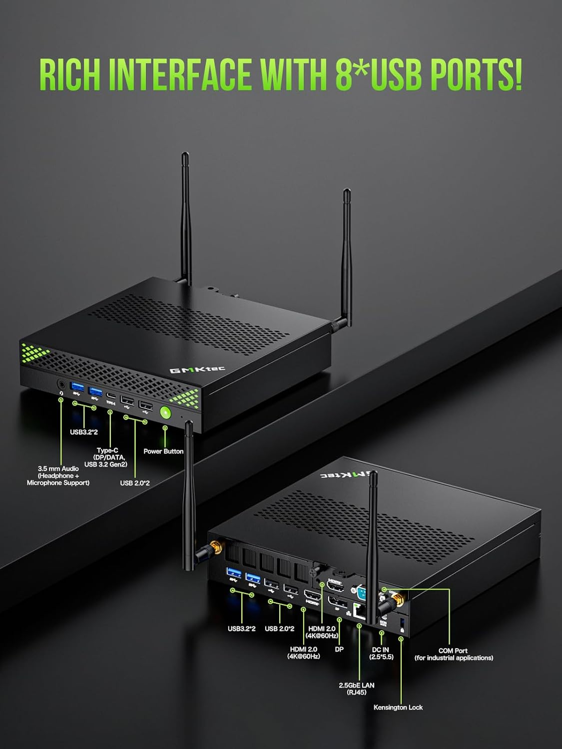 Gmktec Mini PC Intel Core I9 13900Hk(Turbo 5.4Ghz) 32GB DDR5 1TB SSD Nvme Mini Computers Workstation Quad 8K Display, 8XUSB Ports/Com/Hdmi/Dp 2.5G LAN Wifi6 & BT 5.2 Office Business K10 image number 5