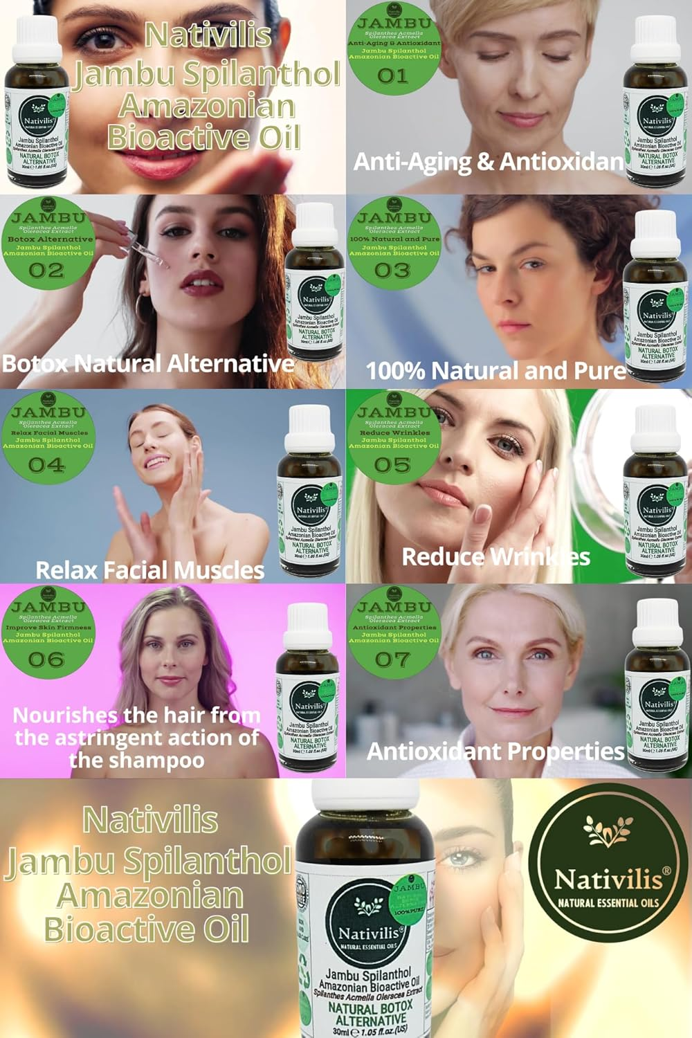 Nativilis Jambu Spilanthol Amazonian Bioactive Oil, 1.05 Fl Oz, Natural Botox Alternative image number 3