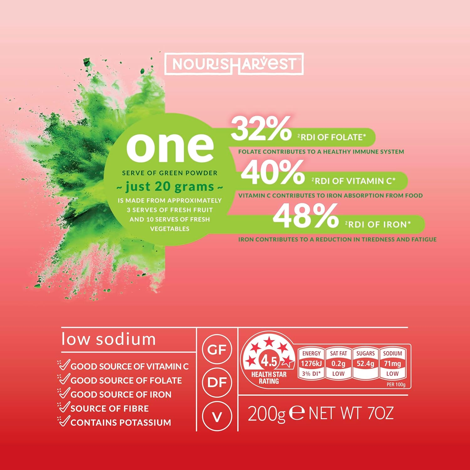 Green Smoothie Powder &ndash; 100% Natural Wholefood Blend with Apples, Kiwifruit, Spinach & Parsley &ndash; Vitamin C, Iron & Fiber &ndash; Nutrient-Dense Superfood Mix &ndash; Vegan, Gluten-Free, Energy & Immune Boost &ndash; 200 Grams image number 6