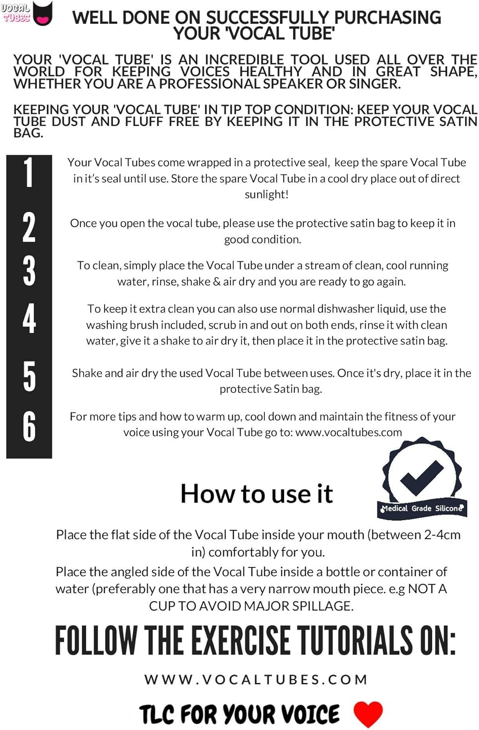 Blue Vocal Tubes for Speech Therapy and Singing Therapy Straws for Vocal Health - Set of 2 Silicone Tubes for Water Resistant Voice Therapy and Tube Phonation Singing Exercises and Singing Training image number 6