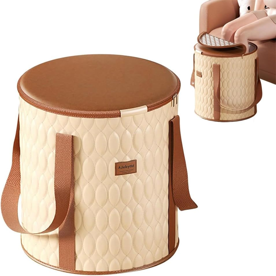 HYAVIA Foldable Foot Soaking Bag &ndash; Tall Collapsible Foot Bath Bucket for Home Spa, Portable PVC Foot Basin for Travel Camping, Over-Calf Height, 32&times;38Cm, Beige image number 6