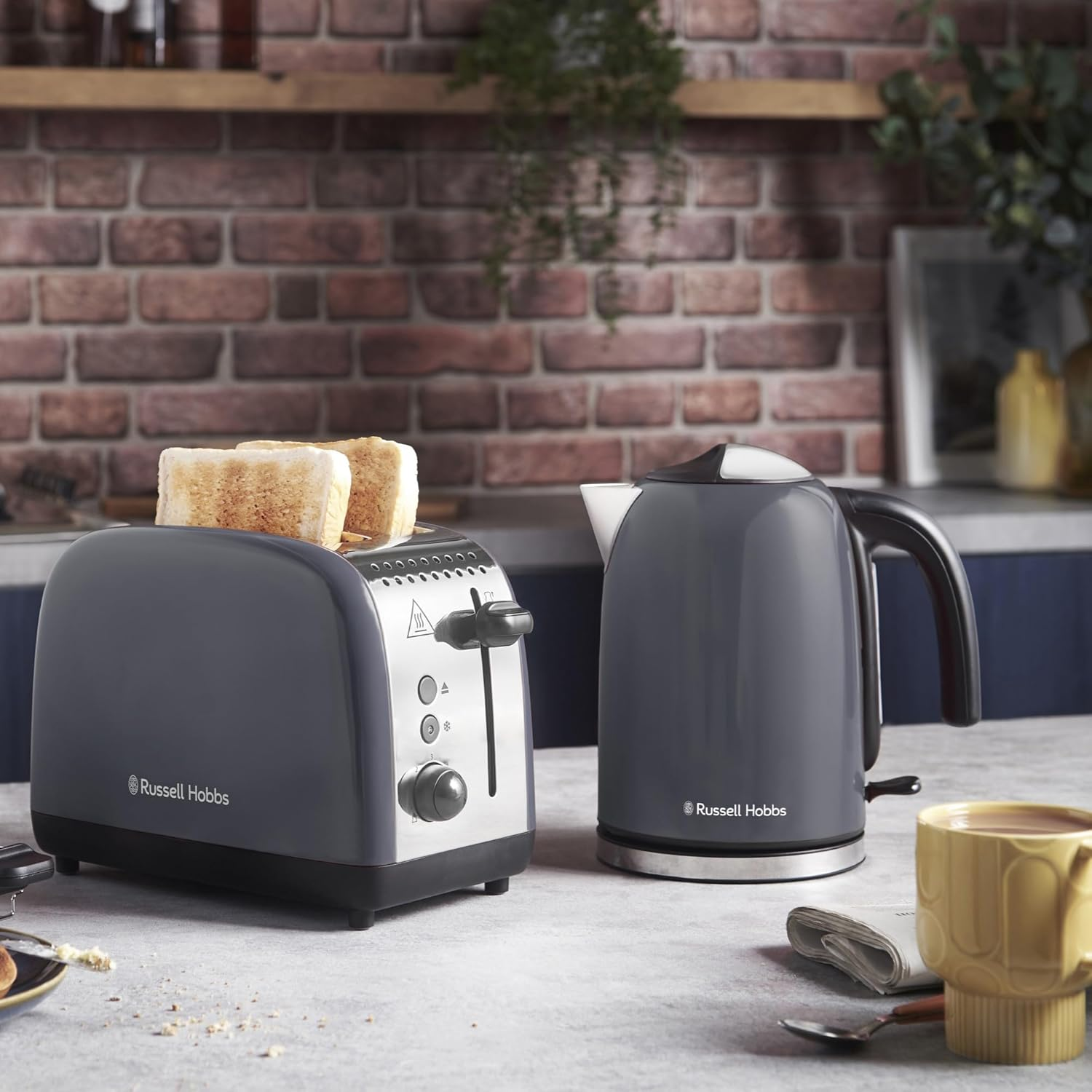 Russell Hobbs Colours plus 2 Slice Toaster, RHT2655STG, 2-Slice Toaster with Longer Slots, 6 Browning Settings, Frozen, Reheat & Cancel Functions, Grey image number 5