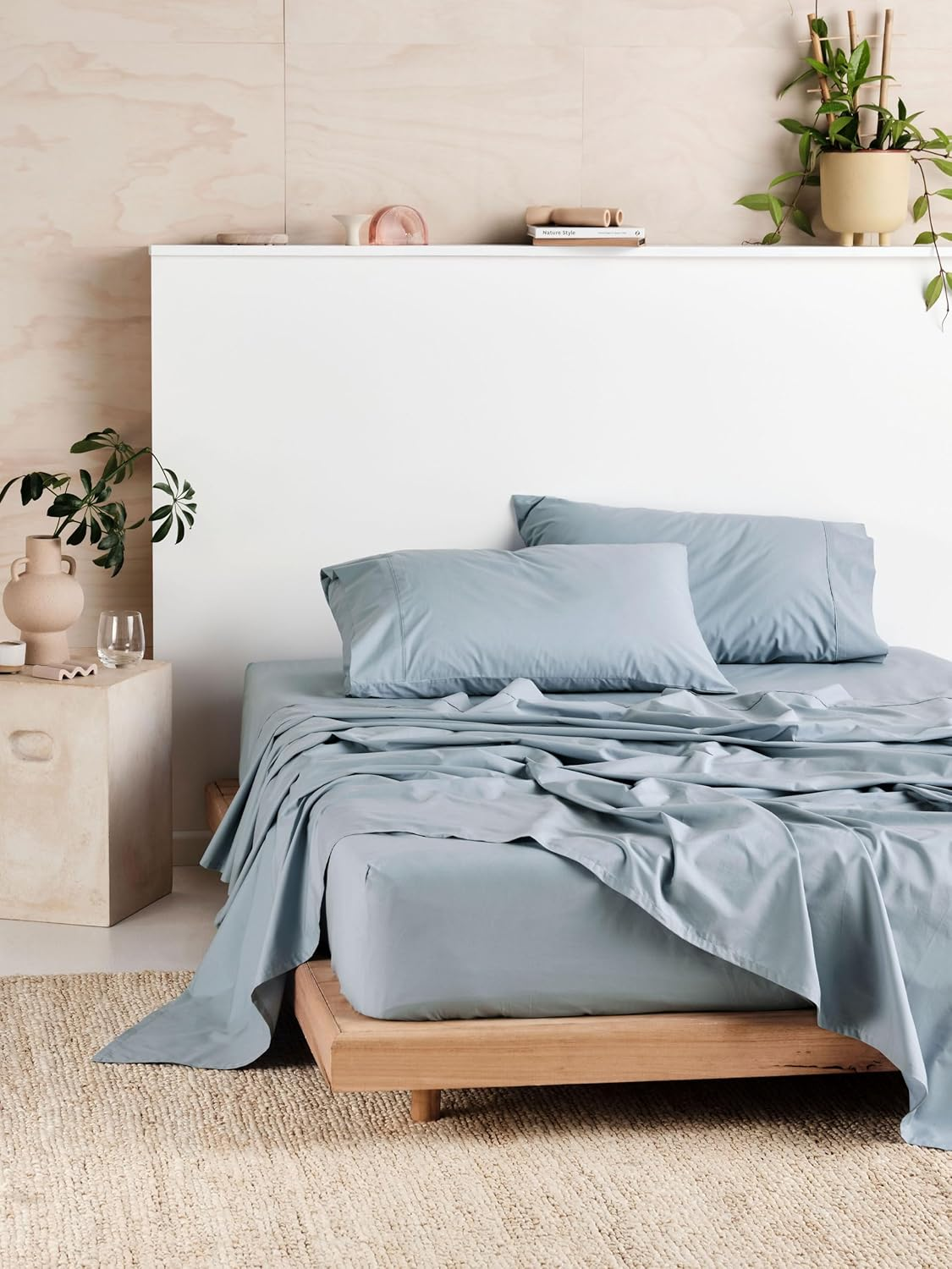 Linen House 300TC Cotton Percale King Bed Sheet Set, White