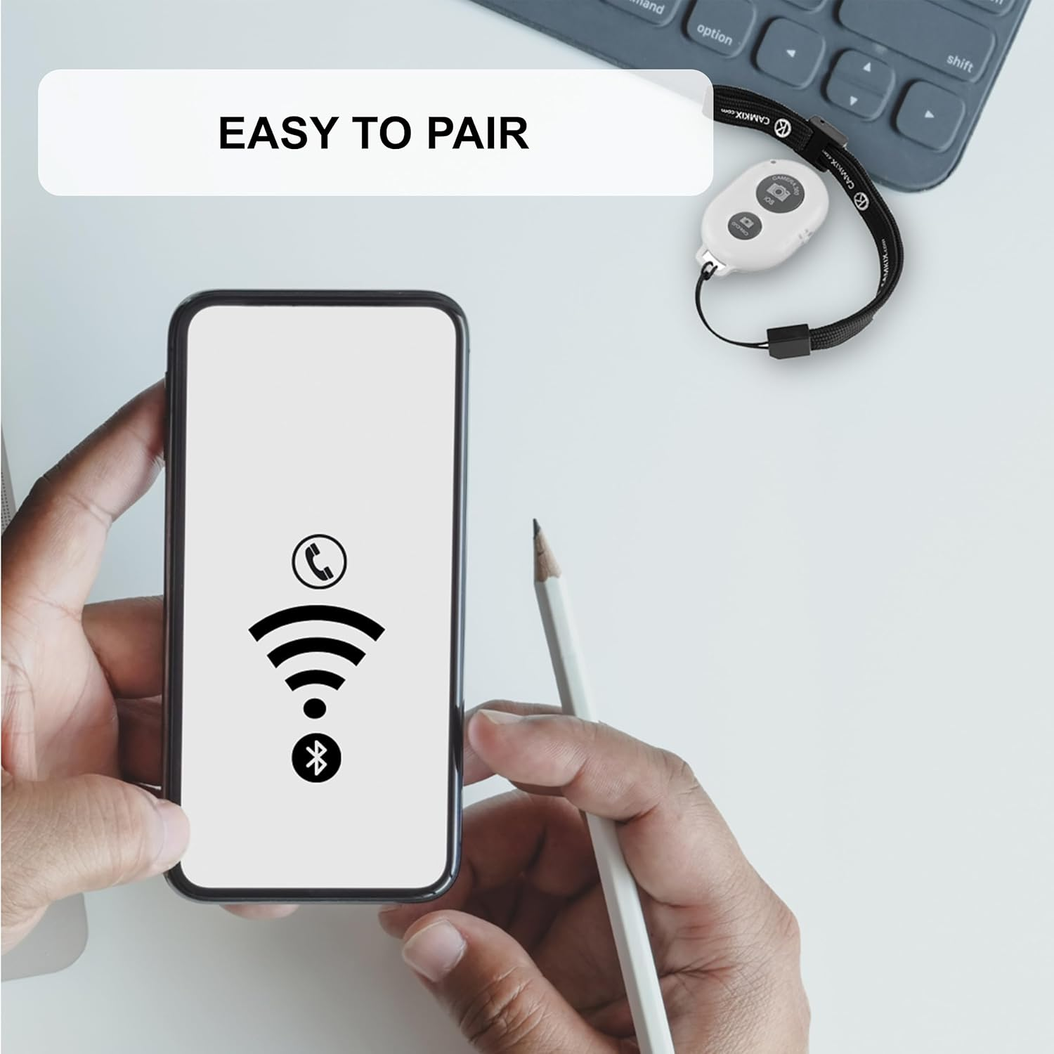 Camkix Bluetooth Camera Shutter Remote Control for Smartphones Create Amazing Photos and Selfies White - 2 Pack - Red  Blue image number 6