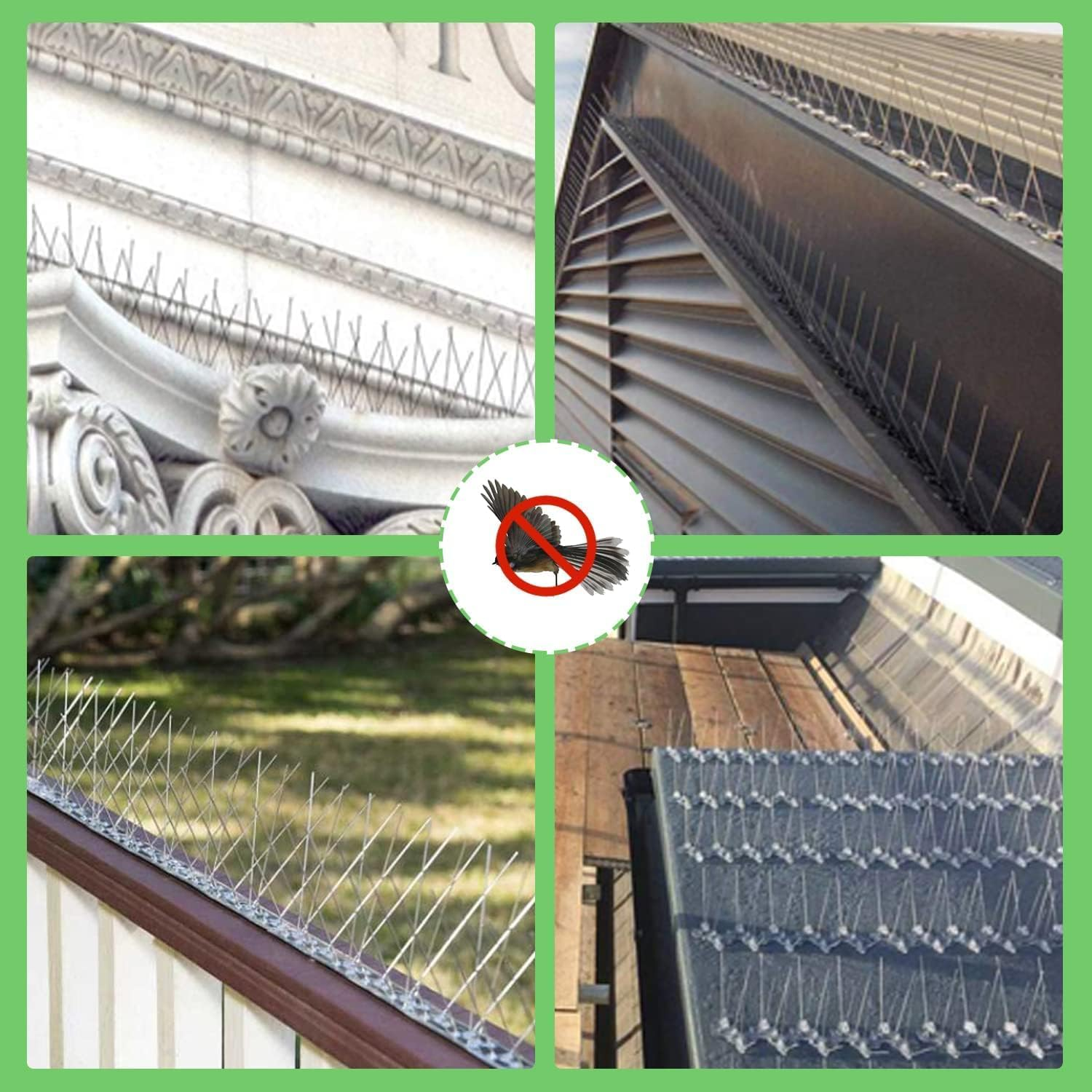 10FT Bird Spikes, Stainless Steel Bird Repellent Spikes Kit with Base, Pigeon Repellent Balcony for Outdoor, Deterring Pigeon, Crows and Rodents image number 6