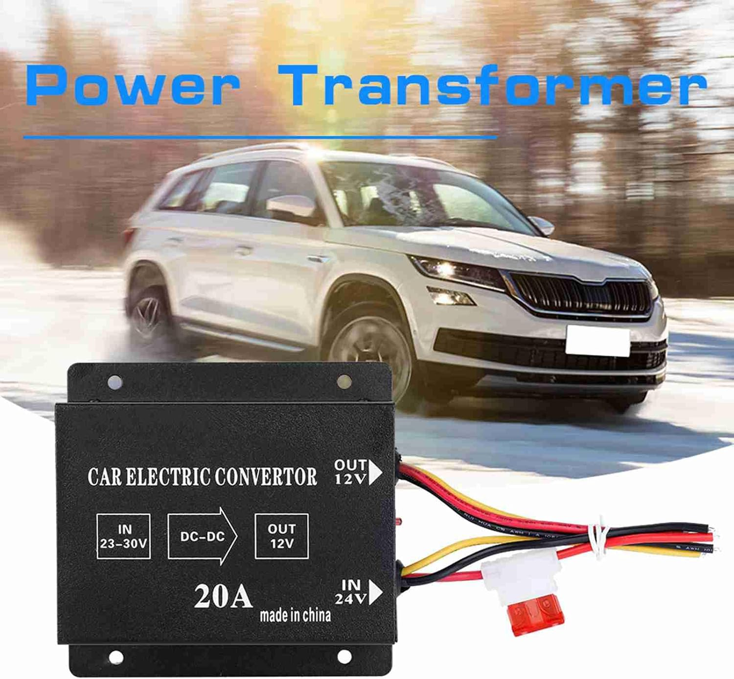 DC 24V 12V Power Converter Electric Inverter Voltage Reducer for Car Truck Electrical System (24V to 12V/20A/240W)