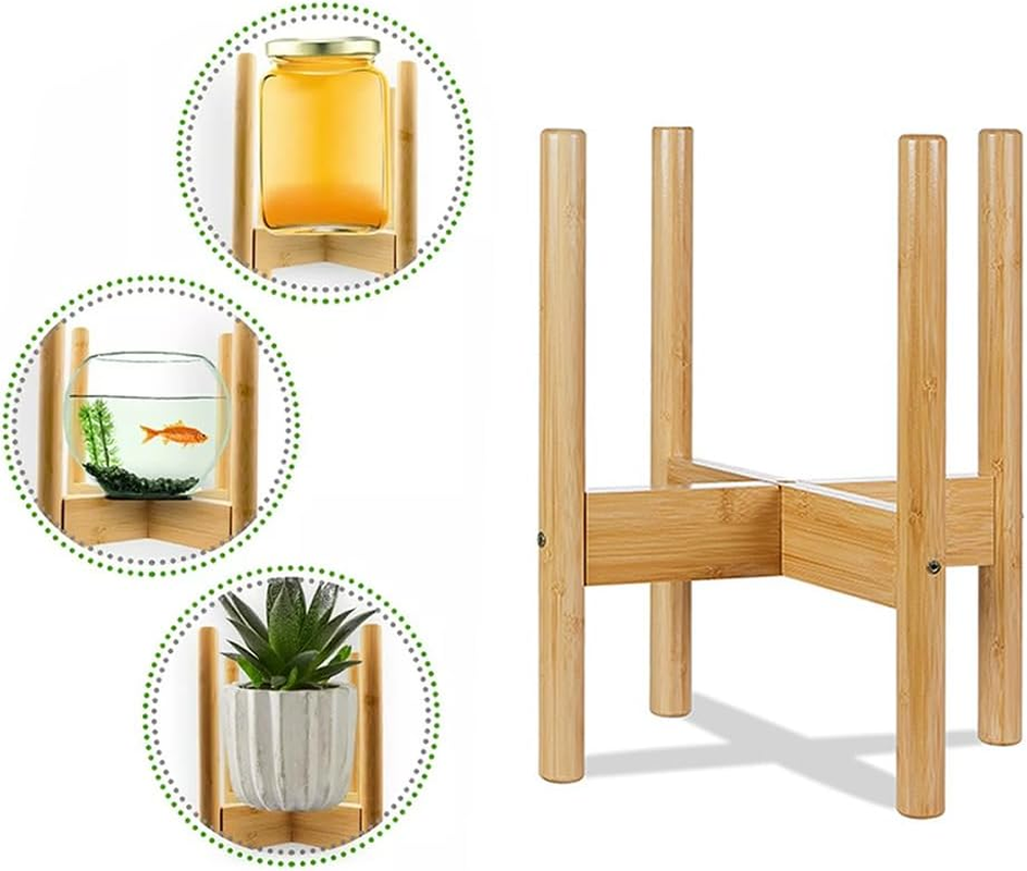 TOMVAES Bamboo Plant Stand,Flower Potted Holder,Adjustable Plant Stand Indoor,Small Flower Stand for Window Garden Balcony Home Decor Living Room Bedroom image number 5
